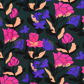 LENZING™ ECOVERO™ Viskosestoff Amira Floral | Nerida Hansen – dunkelgrün/lila, 