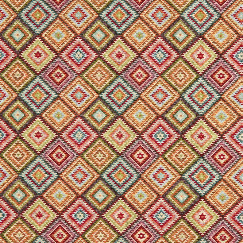 Dekostoff Gobelin zackige Rauten – hellbeige/karminrot,  image number 1