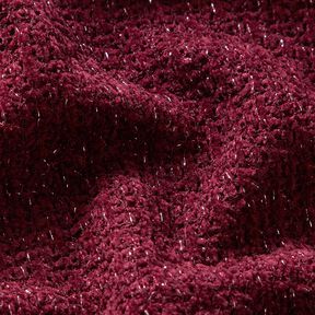 Chenille Strickjacquard Glitzer – bordeauxrot/silber metallic, 