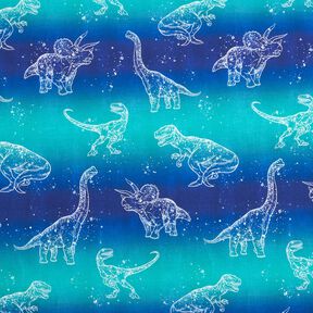 Baumwolljersey Dino Outlines | Glitzerpüppi – blaulila/pfefferminz, 