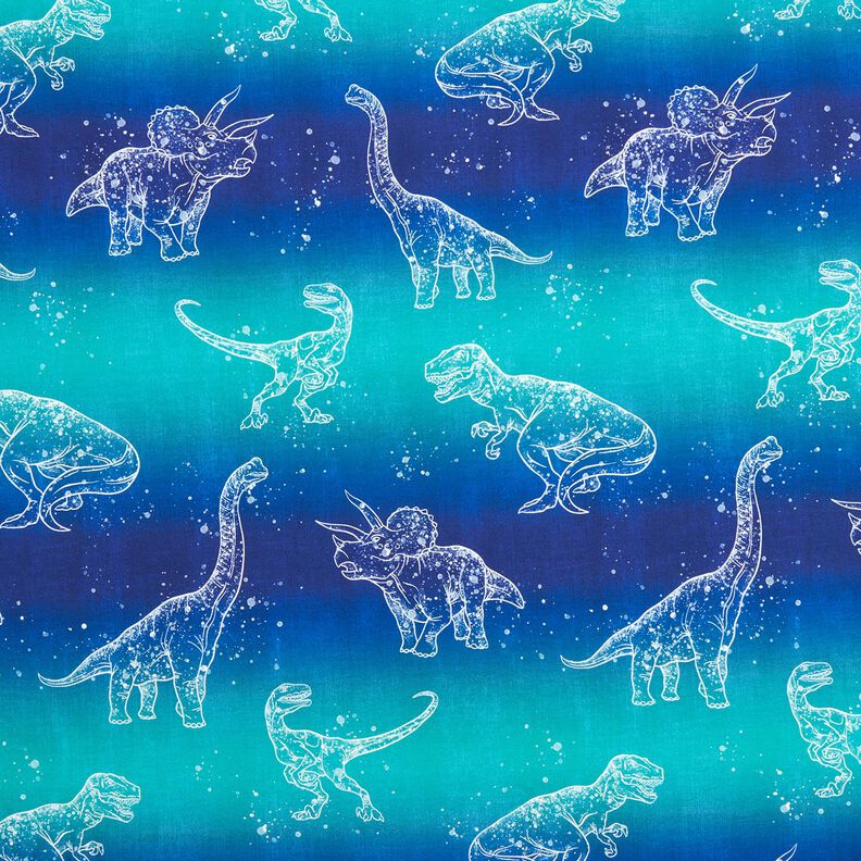 Baumwolljersey Dino Outlines | Glitzerpüppi – blaulila/pfefferminz,  image number 1
