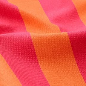 Dekostoff Halbpanama Blockstreifen – intensiv pink/orange, 