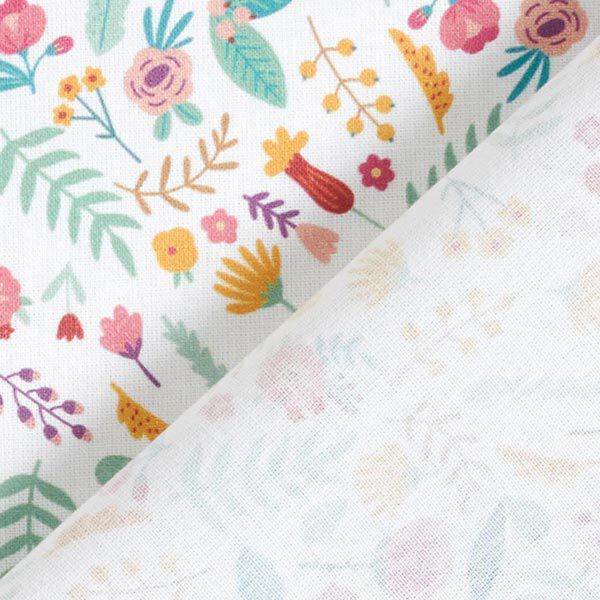 Baumwollstoff Perkal kleine Blumen und Blätter – rosa/gelb,  image number 4