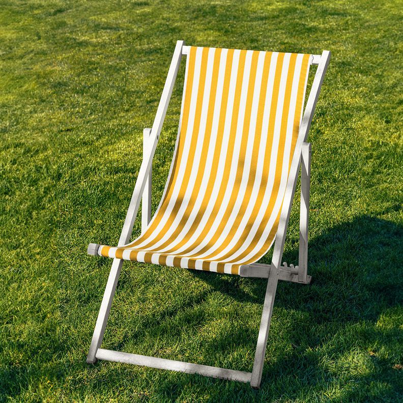 Outdoor Liegestuhlstoff Längsstreifen 44 cm – sonnengelb/weiss,  image number 4