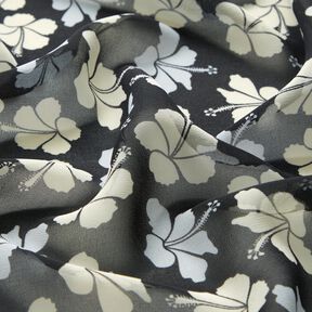 Chiffon Hibiskusblüten – schwarz/weiss, 