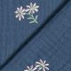 Musselin/ Doppel-Krinkel Gewebe aufgestickte Blümchen – jeansblau,  thumbnail number 4