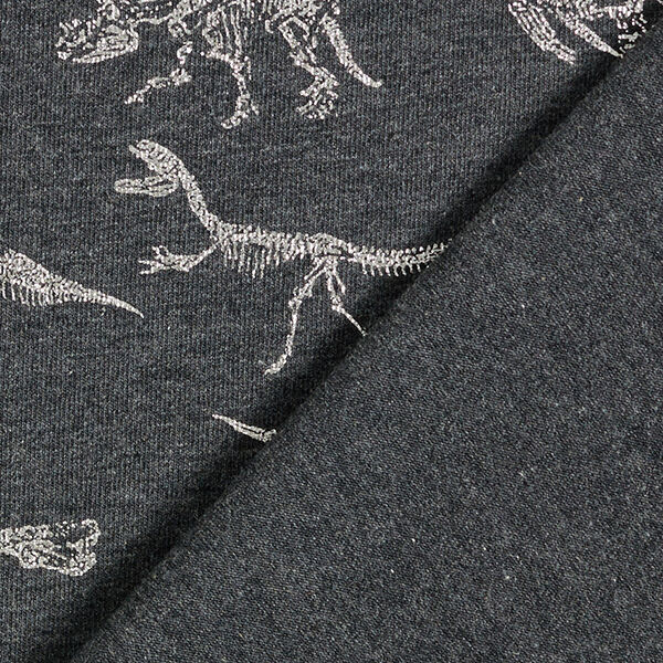 Baumwolljersey Dinos Foliendruck – dunkelgrau | Reststück 70cm
