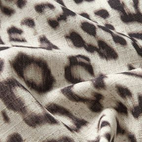Viskose-Leinen-Mix Leoprint Digitaldruck – mandel/schwarz, 