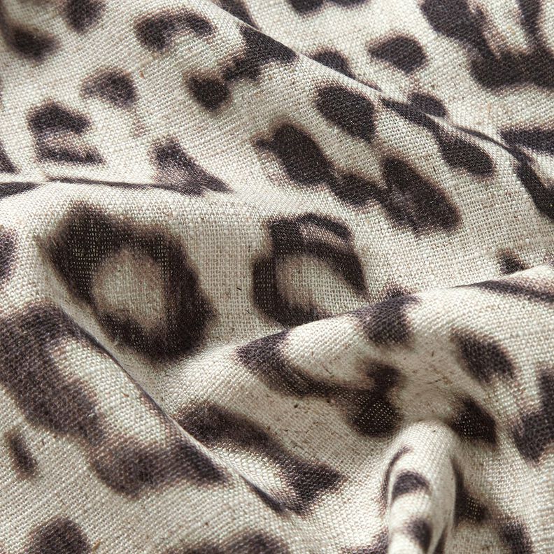 Viskose-Leinen-Mix Leoprint Digitaldruck – mandel/schwarz,  image number 2