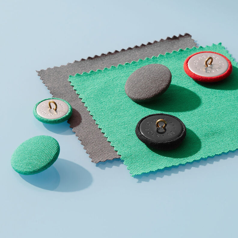 Bezogener Knopf, Viskosejersey Medium – grasgrün,  image number 2
