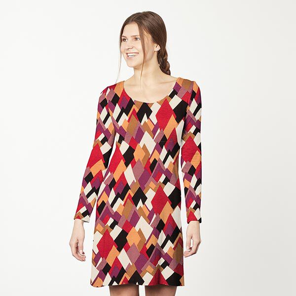 Viskosejersey bunte Rauten – hellbeige | Reststück 100cm
