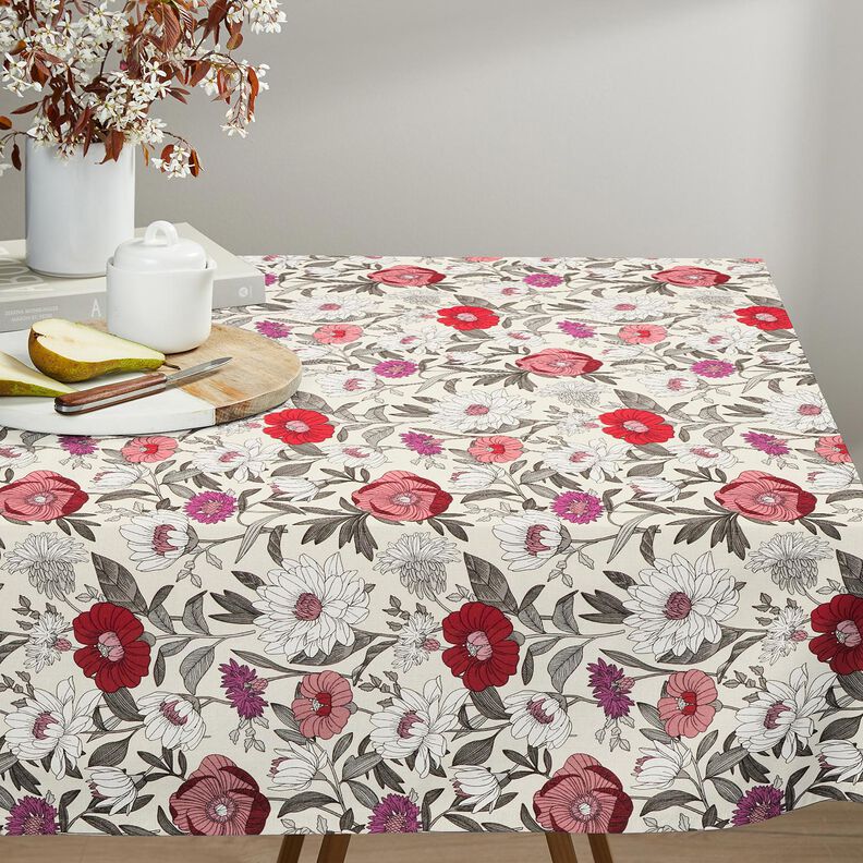 Baumwollstoff Cretonne farbenfrohe Blumen &ndash; traube/natur,  image number 6