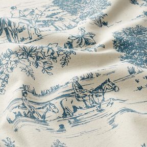 Dekostoff Panama Ausritt – jeansblau/natur, 