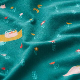Baumwolljersey Picknick | PETIT CITRON – türkisblau, 