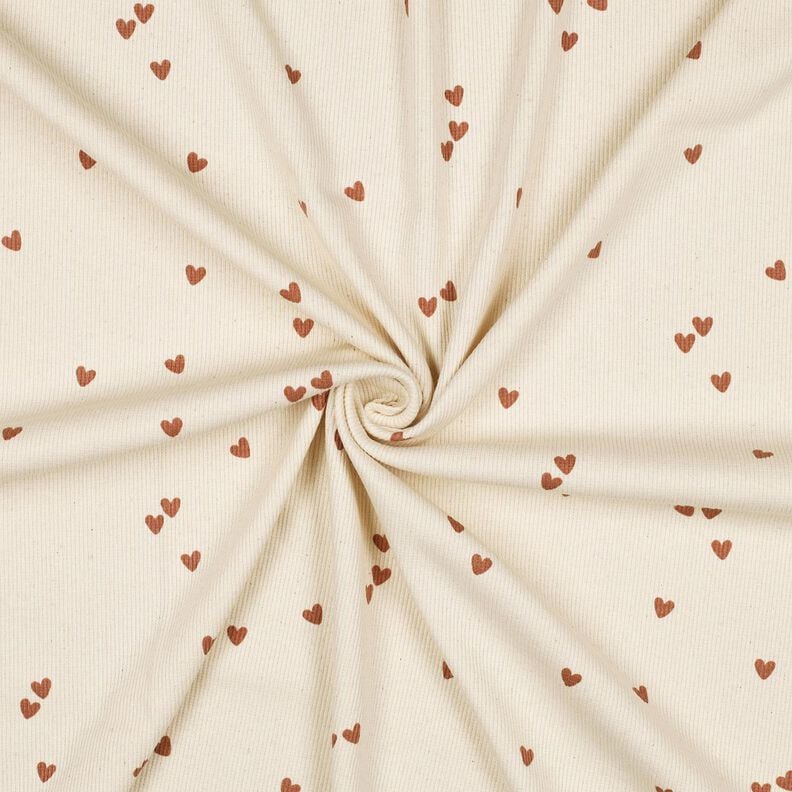 Rippenjersey verstreute Herzen | Poppy Fabrics – hellbeige/braun, image number 3