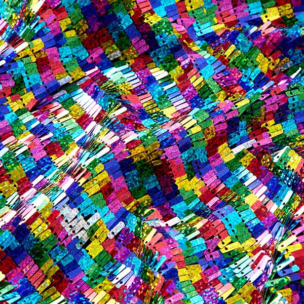 Paillettenjersey bunte Glitzerfransen | Reststück 50cm