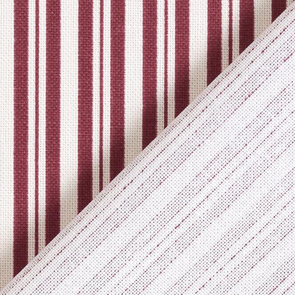 Dekostoff Halbpanama elegante Streifen – bordeauxrot/wollweiss