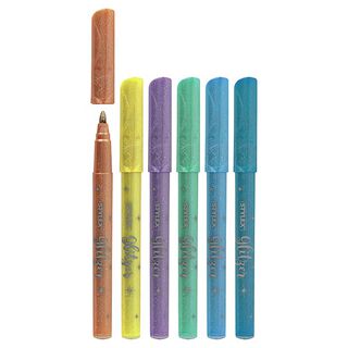 Glitzer-Fasermalstifte [6 Stk.], Pastellfarben, 