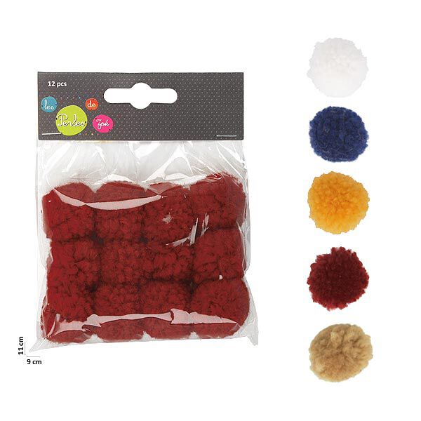Pompon Set [ 12 Stück / Ø25 mm  ] – gelb,  image number 2