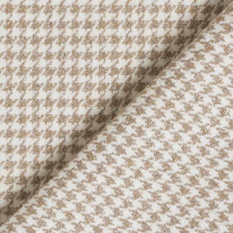 Mantelstoff Woll-Mix Glitzer-Hahnentritt – mocca/wollweiss, image number 4