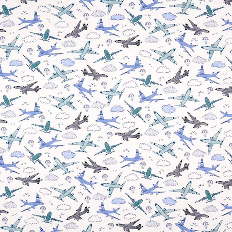 Baumwolljersey Flugzeuge Digitaldruck – wollweiss,  image number 1