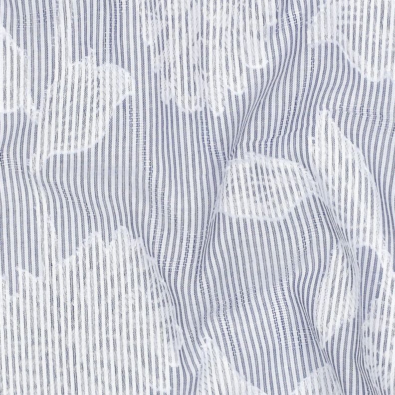 Baumwoll Jacquard Streifen & Blumen buntgewebt &ndash; weiss/blau,  image number 2