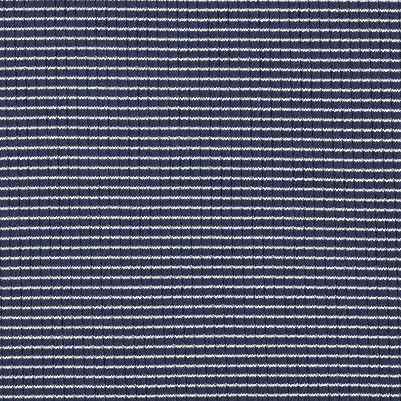 Rippenjersey Mini Streifen – marineblau/weiss,  image number 1