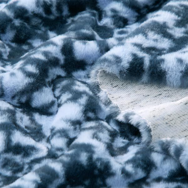 Fellimitat bunter Leopard – hellblau/marineblau | Reststück 50cm
