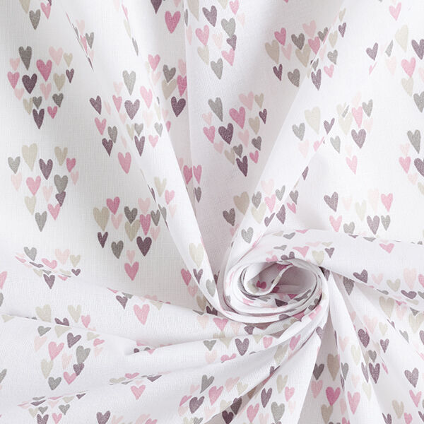 Baumwollpopeline Herzen aus Herzen – weiss/rosa, image number 3