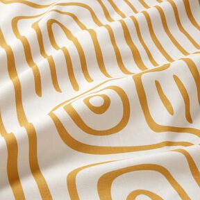 Dekostoff Halbpanama abstraktes Streifenmuster – senf/natur, 