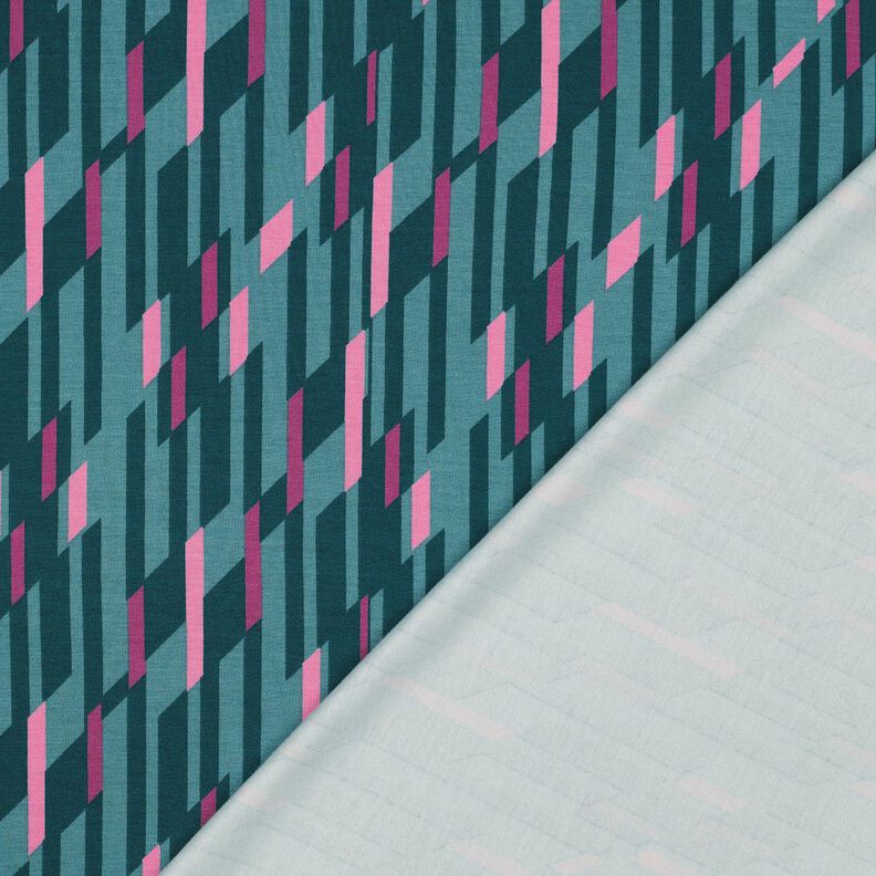 Romanit Jersey abstrakte Rauten – petrol/rosa,  image number 4
