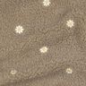 Teddyplüsch bestickte Blümchen | Poppy Fabrics – dunkeltaupe,  thumbnail number 2