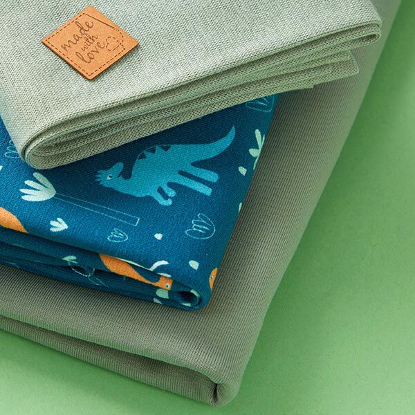 Stoffpaket Jersey Dinowelt | PETIT CITRON – petrol, image number 9