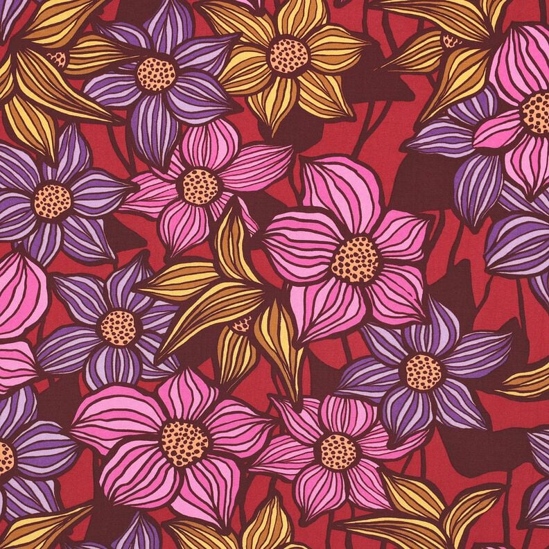 LENZING™ EcoVero™ Viskosestoff Blumen | Poppy Fabrics – merlot/apricot,  image number 1