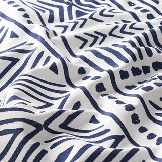 Dekostoff Canvas Ethno – marineblau/weiss | Reststück 50cm