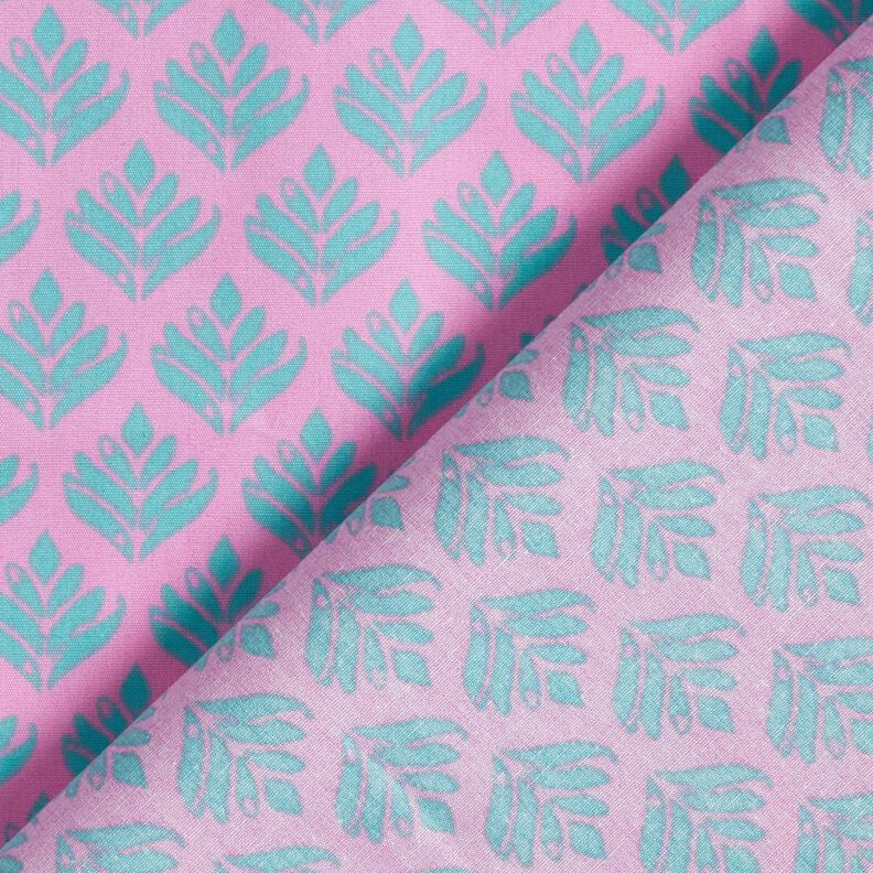 Beschichtete Baumwolle abstrakte Fächer – rosa/aquablau,  image number 4