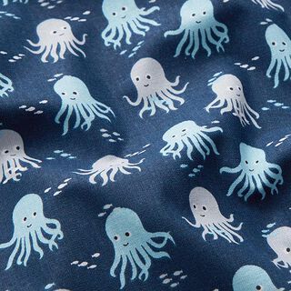Baumwollstoff Cretonne kleiner Oktopus – marineblau, 