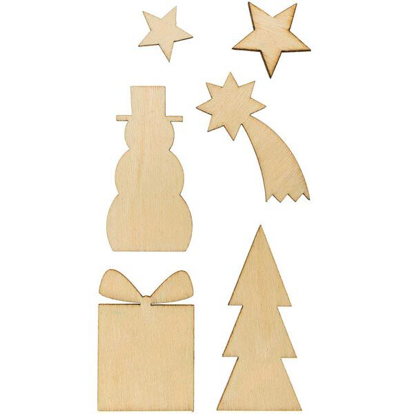 Holzdeko Weihnachten Set [ 3 x 1,8 cm / 2,5 x 4,2 cm ] | Rico Design – natur,  image number 1