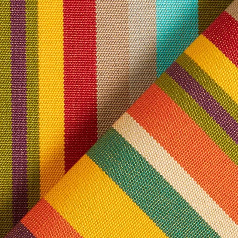 Outdoorstoff Canvas bunte Streifen – grün/gelb, image number 4
