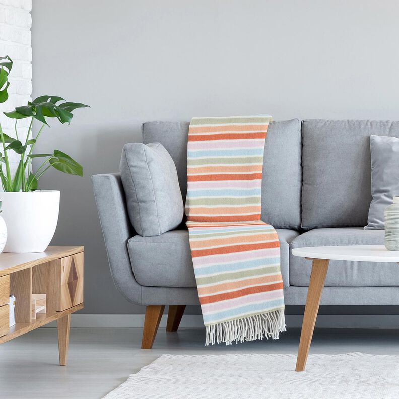 Antipilling Fleece bunte Streifen – weiss,  image number 5