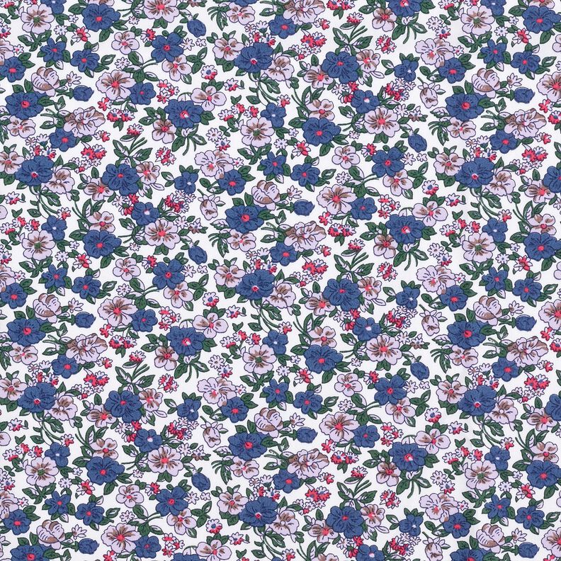 Blusenstoff kleine Blumensträuße – weiss/lila,  image number 1