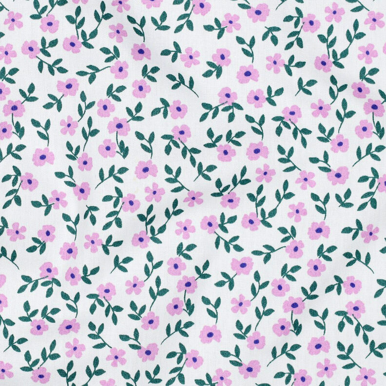 GOTS Baumwollpopeline Streublümchen | Poppy Fabrics – weiss/rosa,  image number 2