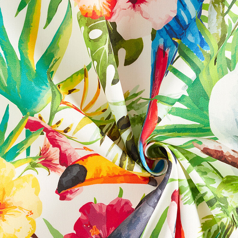Outdoorstoff Canvas Tropische Vögel – weiss/grün,  image number 3