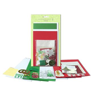 Karten-Bastelset Weihnachten  – grün/rot, 