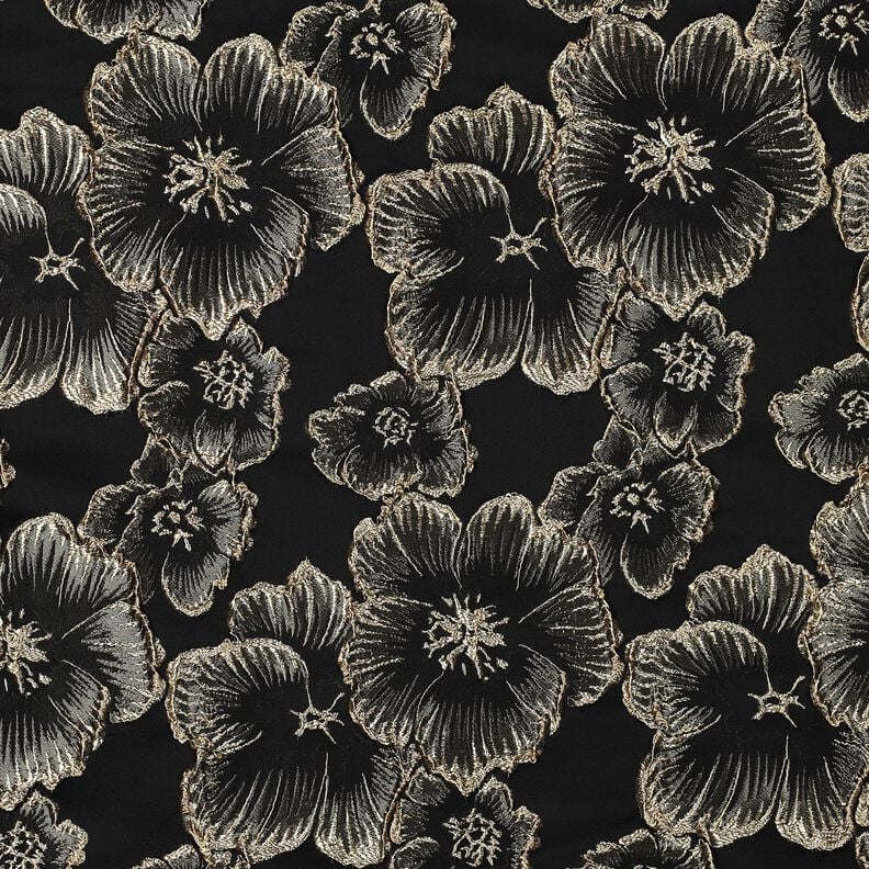 Jacquard 3D Effekt Blumen – schwarz/mandel, image number 1