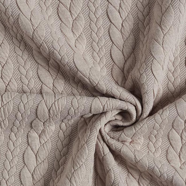 Jerseyjacquard Cloqué Zopfmuster – beige,  image number 3