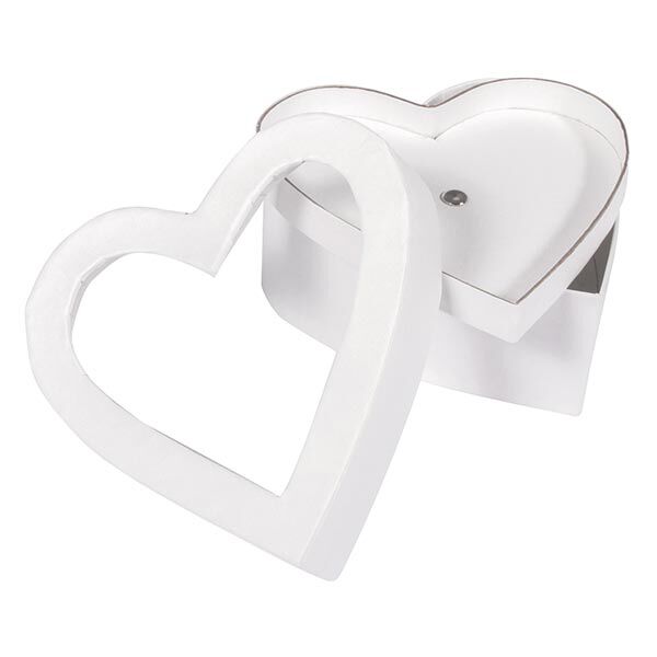 Pappmaschee Geschenkbox mit Schütteldeckel Herz [S] | Rayher – weiss,  image number 4