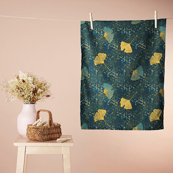 Baumwollstoff Cretonne Ginkgo – petrol