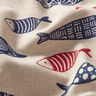 Dekostoff Halbpanama abstrakter Fischschwarm – beere/natur,  thumbnail number 2