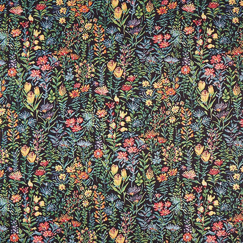 Dekostoff Gobelin kleine Blümchen – schwarz,  image number 1